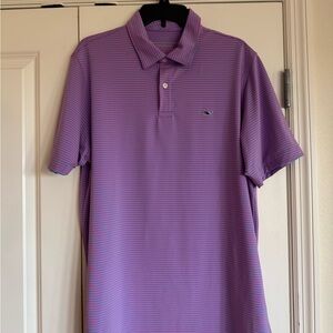 Vineyard Vines performance pink/blue Striped Polo Shirt. Large.